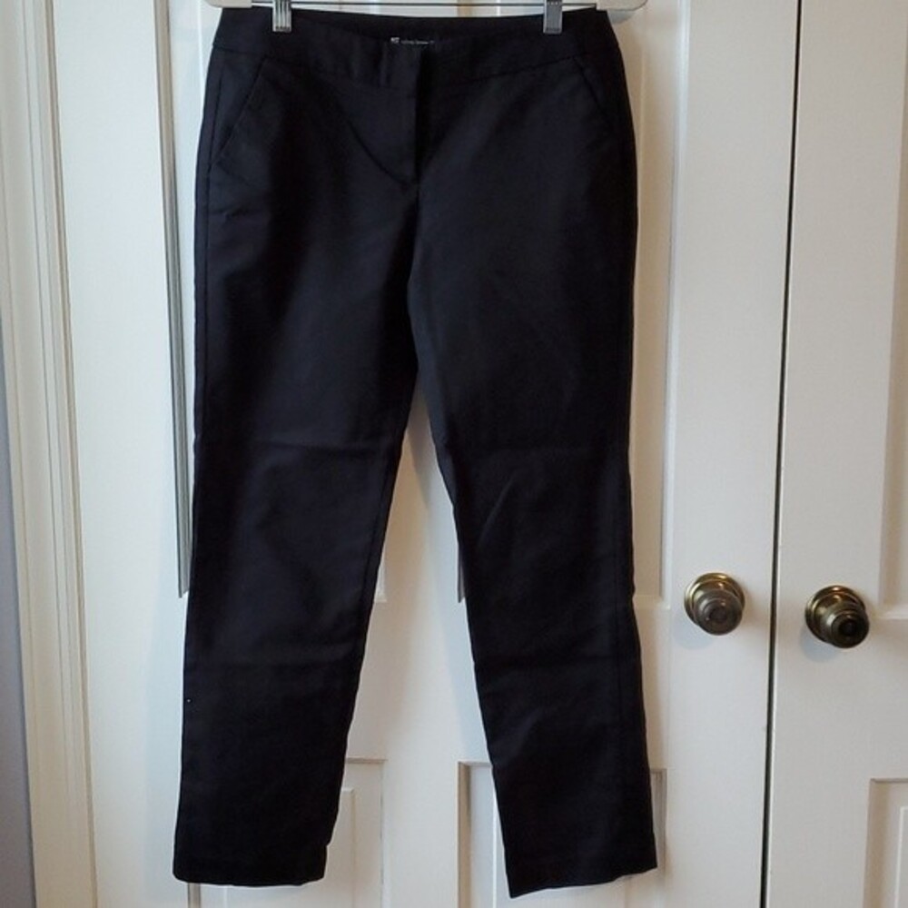 VALERIE BERTINELLI BLACK COTTON STRETCH CROPPED ANKLE PANTS SIZE 6
